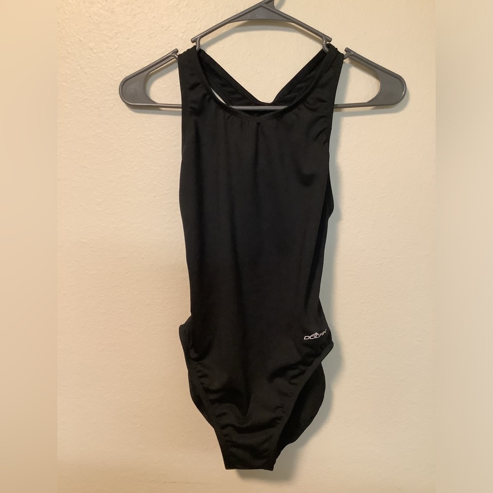 Dolphin Women’s 1 pc black cut out back size 36 swimsuit polyester spandex